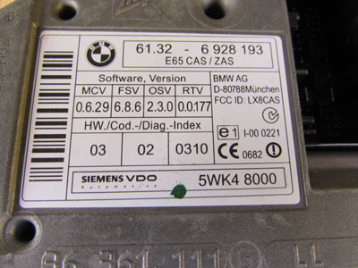 BMW Ignition w/ Key, and DME 61326928193 E65 E66 745i 745Li7